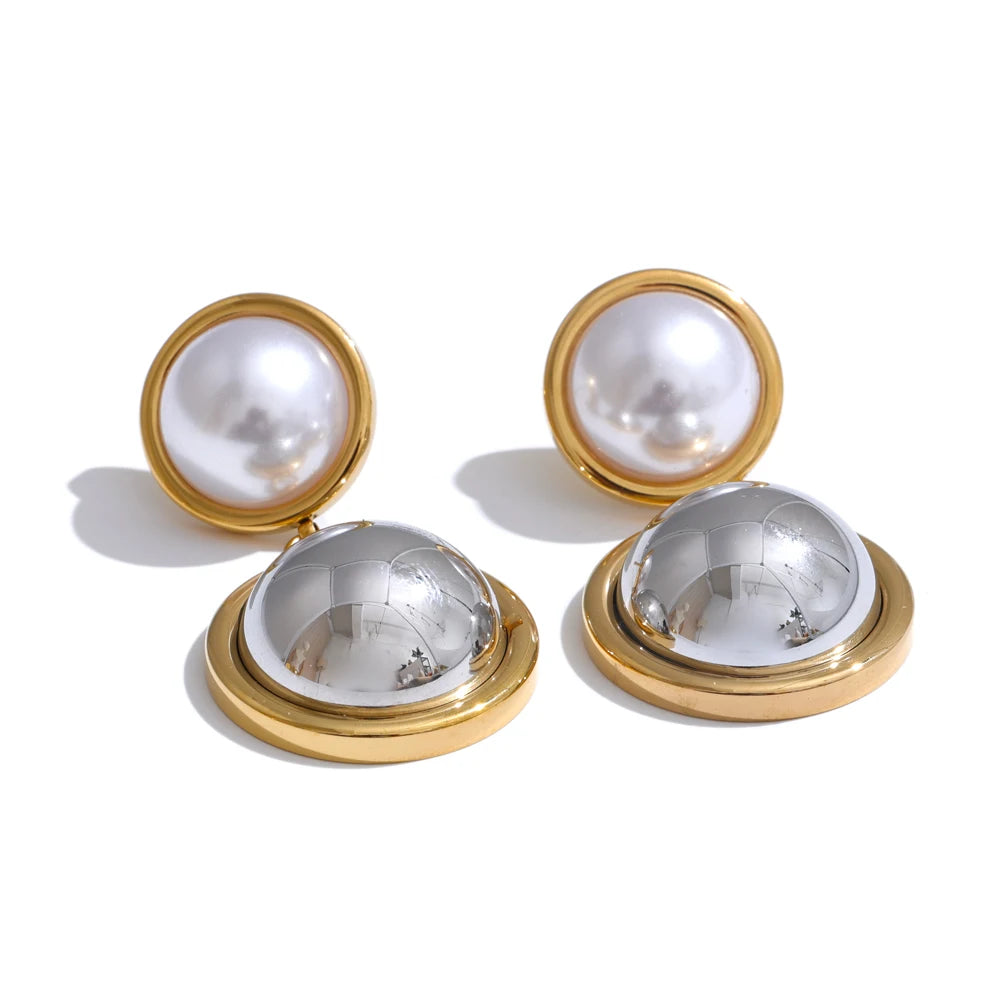 Boucle d'Oreille Perle Dorée