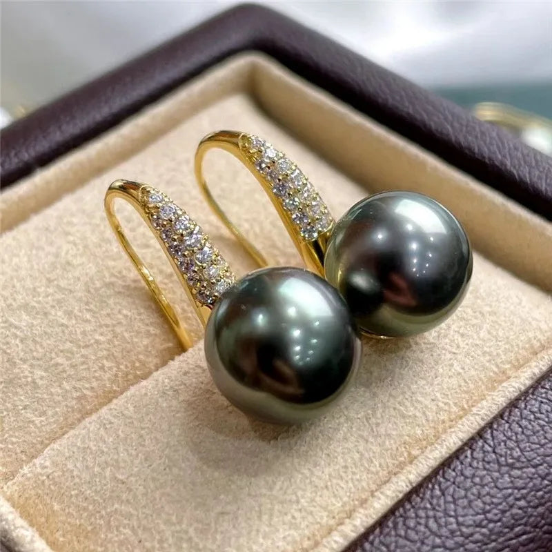 Boucle d'Oreille Perle d'Eau Douce Noire