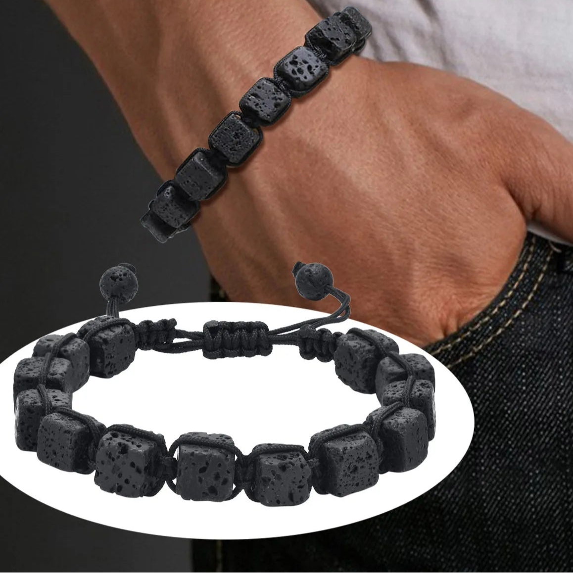 Bracelet Homme Perle Volcanique