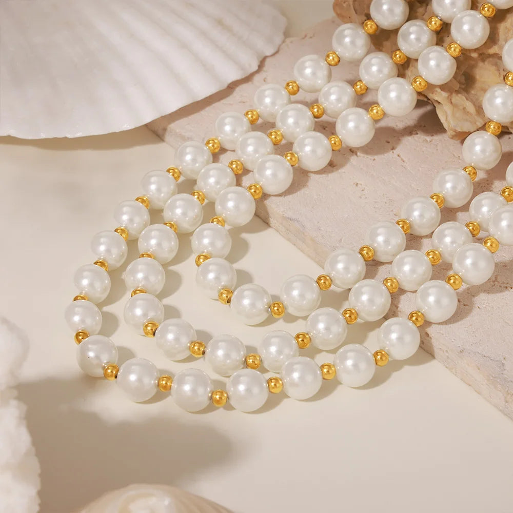 Collier Acier Inoxydable Perles