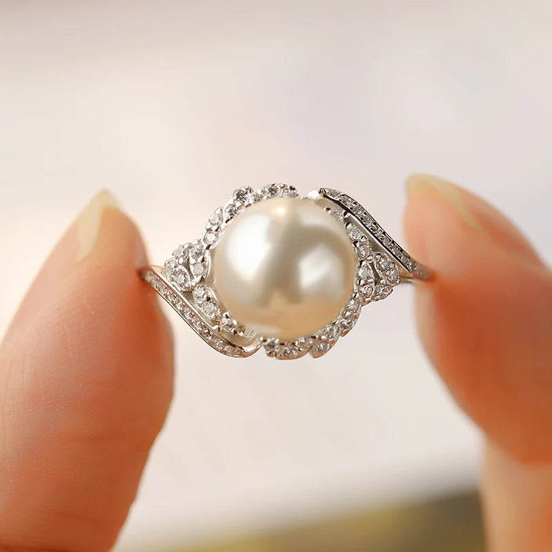 Bague Argent Perle Blanche
