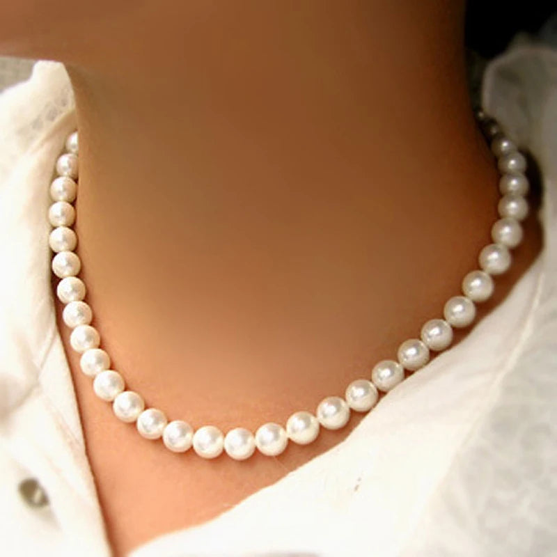 Collier Perles Blanches