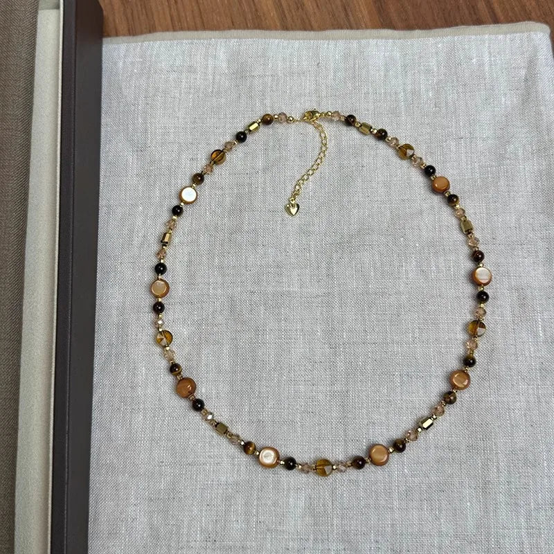 Collier Perle Marron