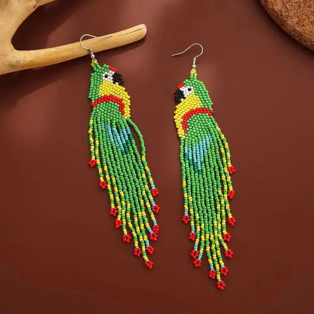 Boucles d'Oreilles Perroquet Perles