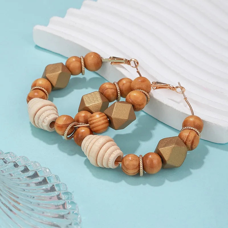 Boucle D'oreille Perle Bois