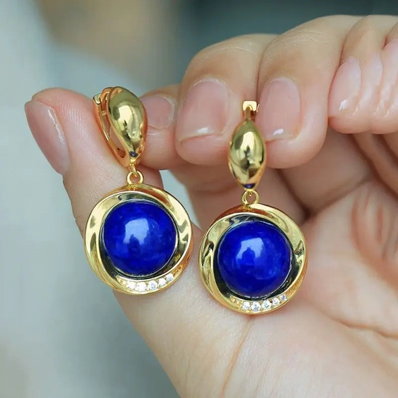 Boucle d'Oreille Perle Bleu Marine