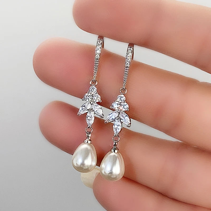 Boucles d'Oreilles Perles Pendantes Fantaisie