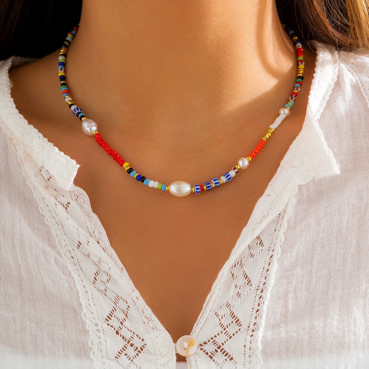Collier Perle de Rocaille Colorées