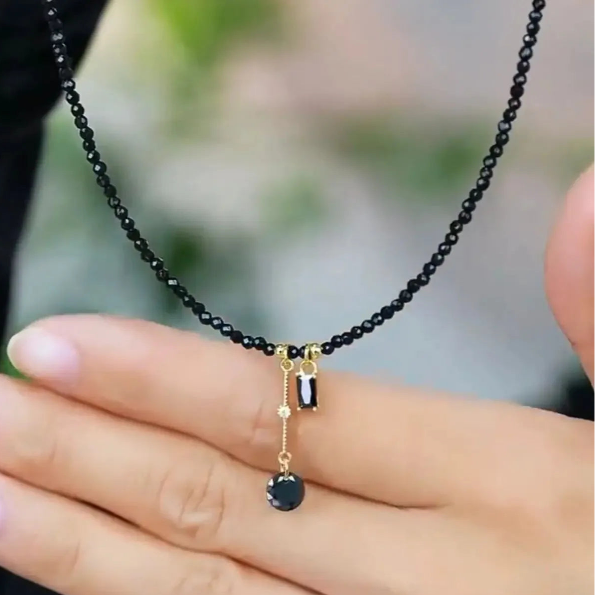 Collier en Perles Cristal Noir