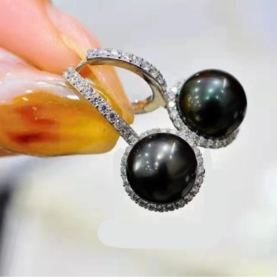 Boucle d'Oreille Perle Noire Fantaisie
