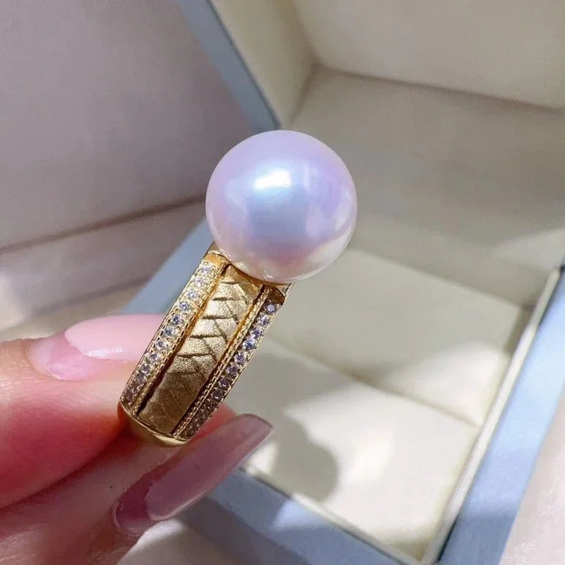 Bague Or Perle de Culture Blanche