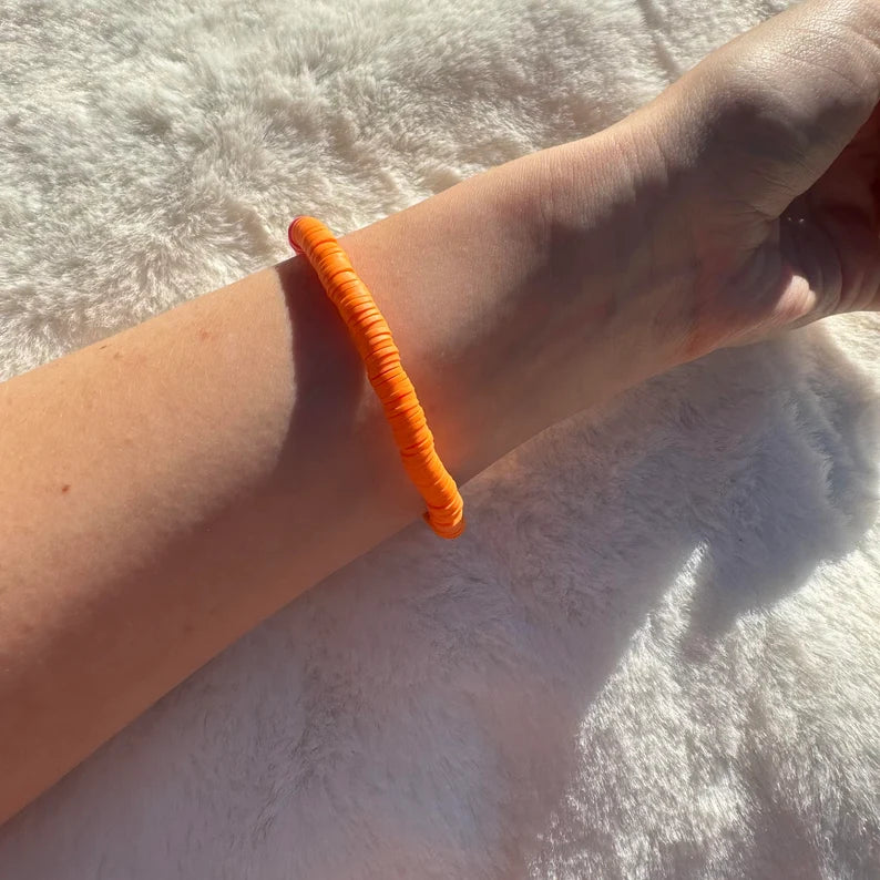 bracelet perle plate orange
