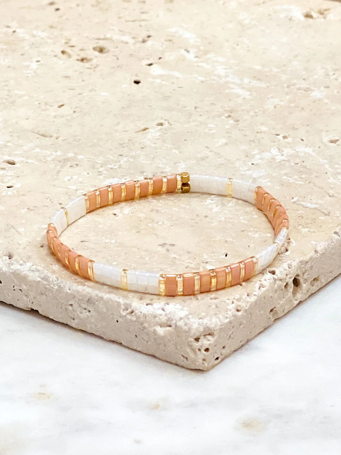 bracelet perle plate rose
