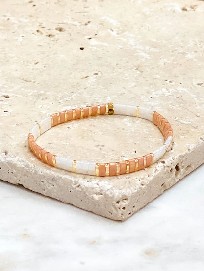 bracelet perle plate rose
