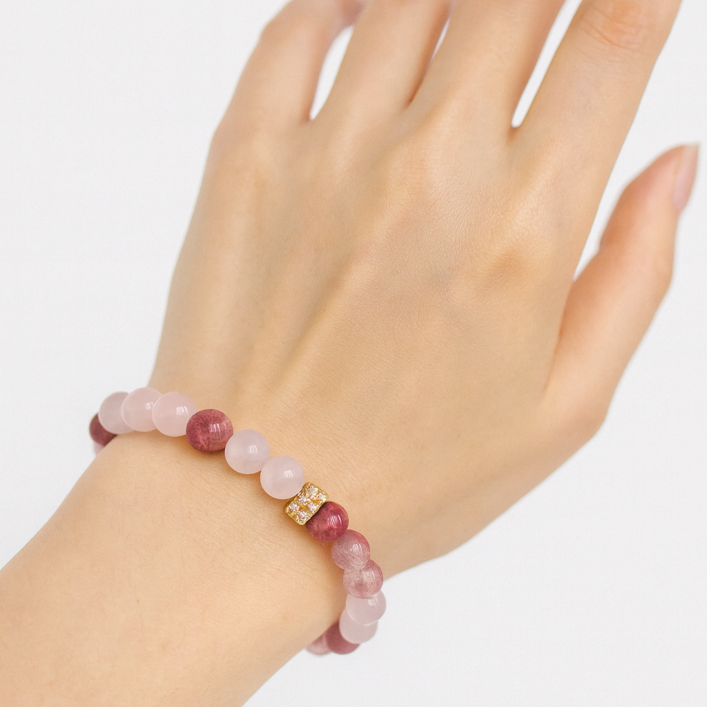 Bracelet Perle Quartz Rose