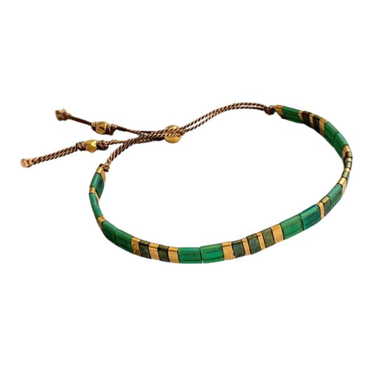 bracelet perle plate vert