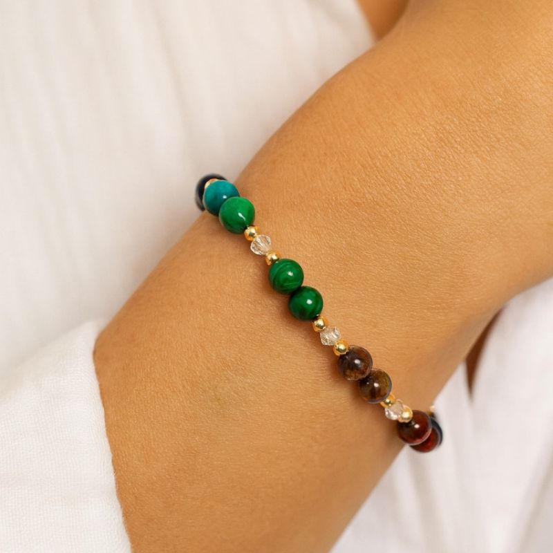 Bracelet Or et Perles de Couleur