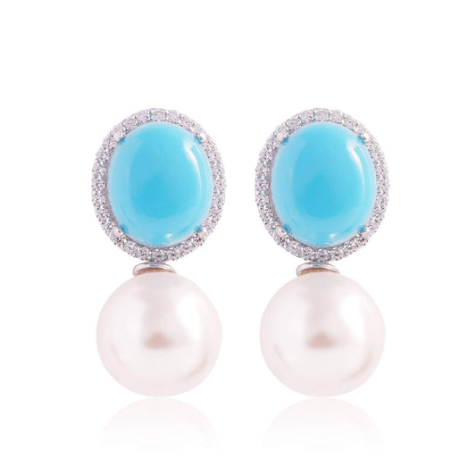 Boucle d'Oreille Perle Turquoise