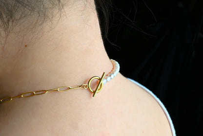 Collier Moitié Perle Moitié Chaine