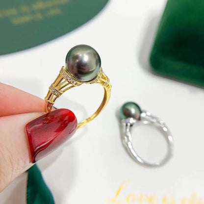 Bague Argent avec Perle Noire