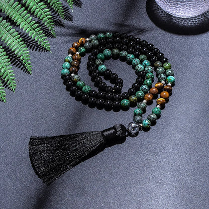 Ensemble Collier/Bracelet avec Perles en Lave oeil de Tigre