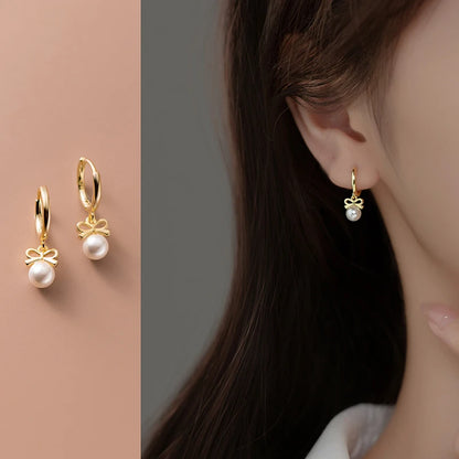 Boucle d'Oreille Anneau avec Perle