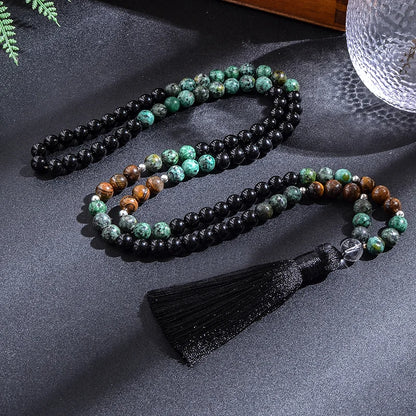 Ensemble Collier/Bracelet avec Perles en Lave oeil de Tigre