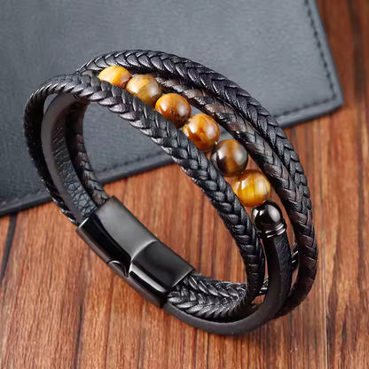 Bracelet Homme Cuir et Perle