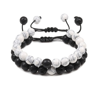 Bracelet Homme Perle Noir Et Blanc
