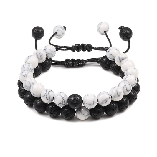 Bracelet Homme Perle Noir Et Blanc