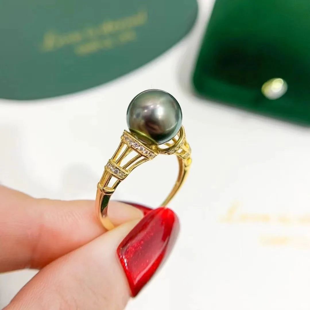 Bague Argent avec Perle Noire