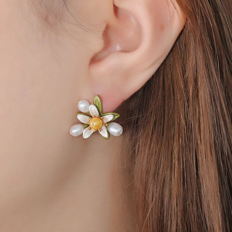 Boucle d'Oreille Perle Orange