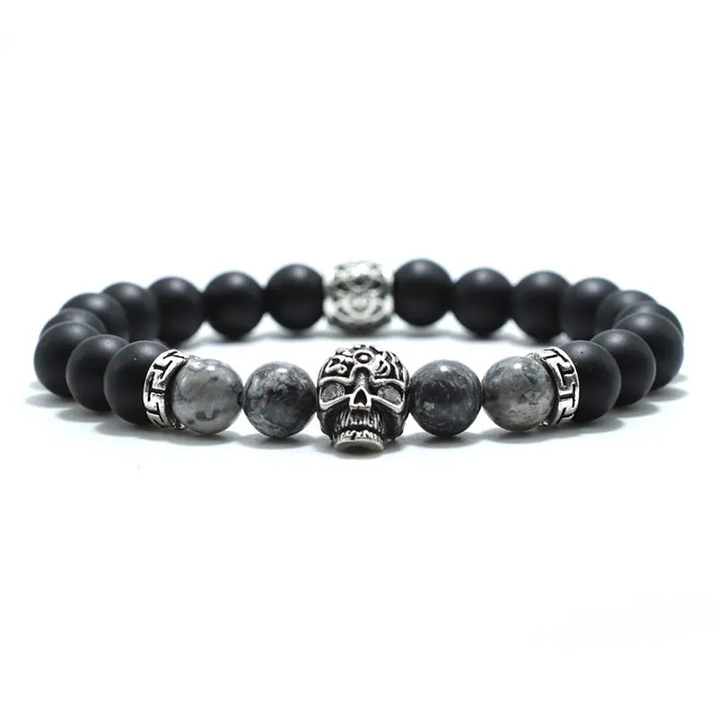 Bracelet Homme Perle Tete De Mort