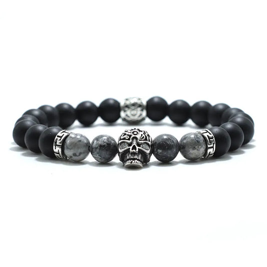 Bracelet Homme Perle Tete De Mort