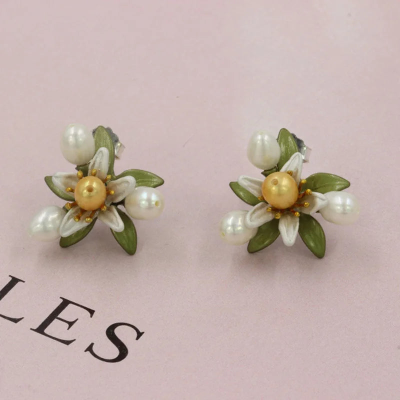 Boucle d'Oreille Perle Orange