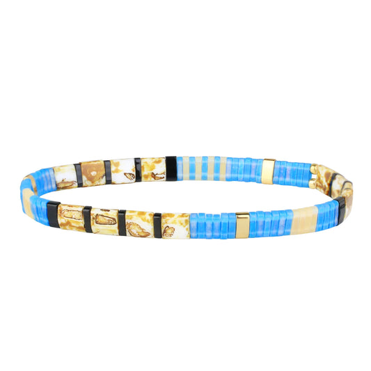 bracelet perle plate bleu