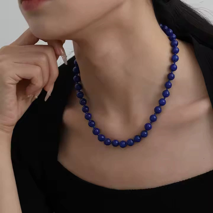 Collier Perle Bleu Marine
