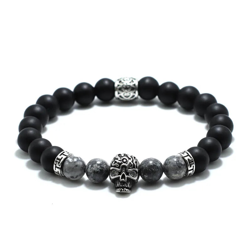 Bracelet Homme Perle Tete De Mort