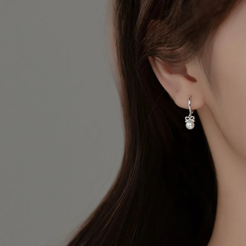 Boucle d'Oreille Anneau avec Perle