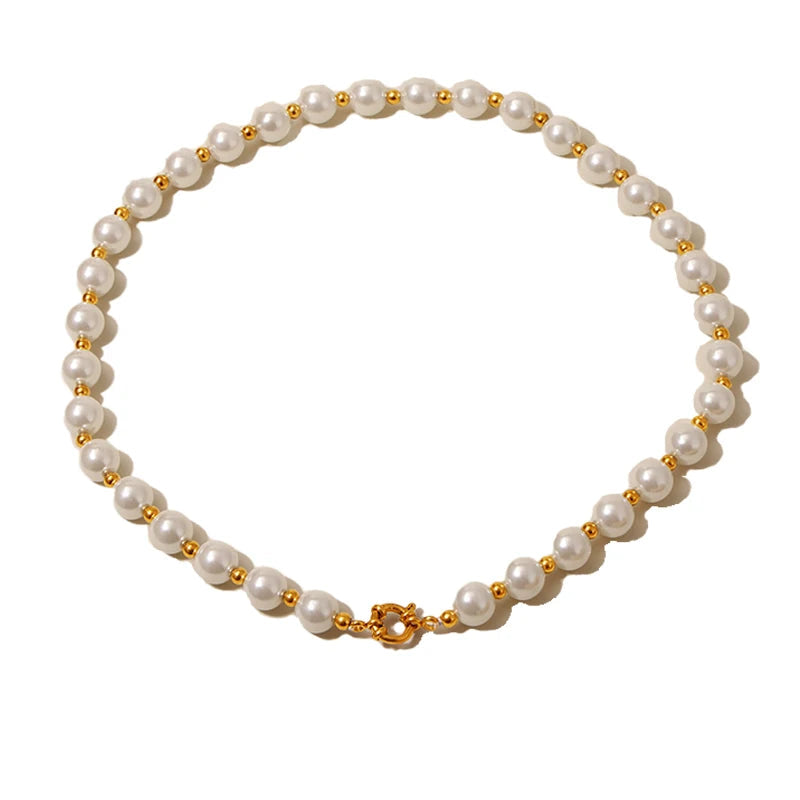 Collier Acier Inoxydable Perles