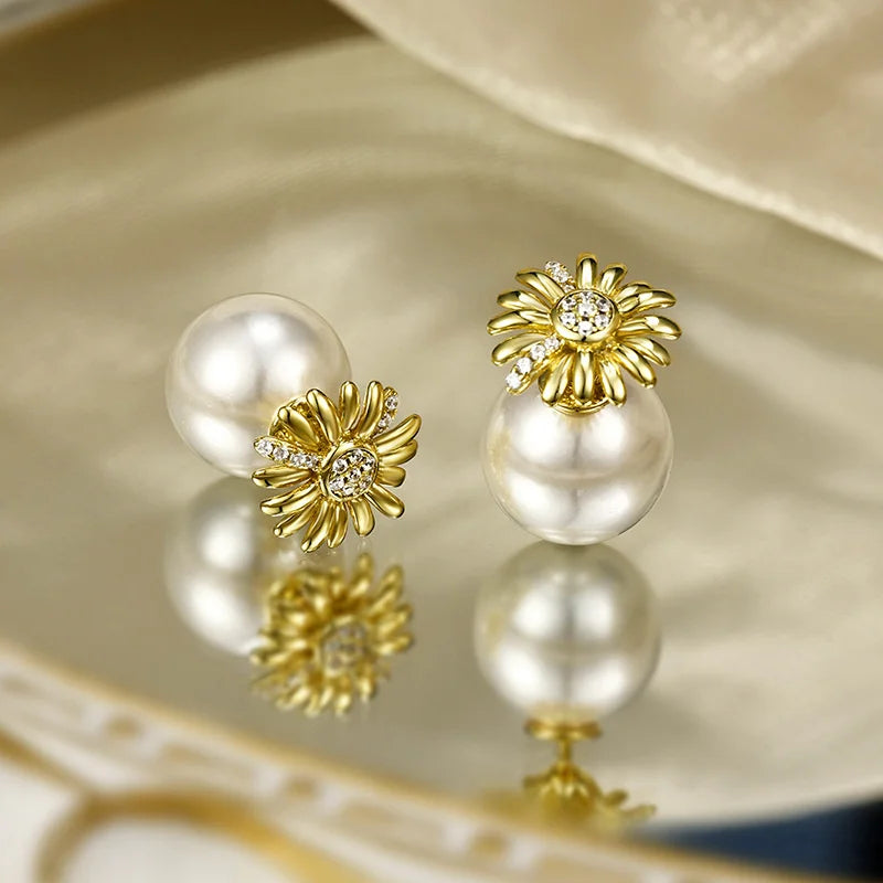 Boucle d'Oreille Perle Plaqué Or
