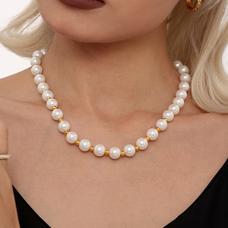 Collier Acier Inoxydable Perles