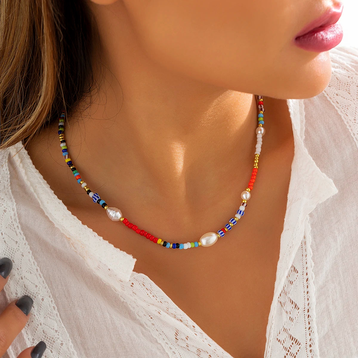 Collier Perle de Rocaille Colorées