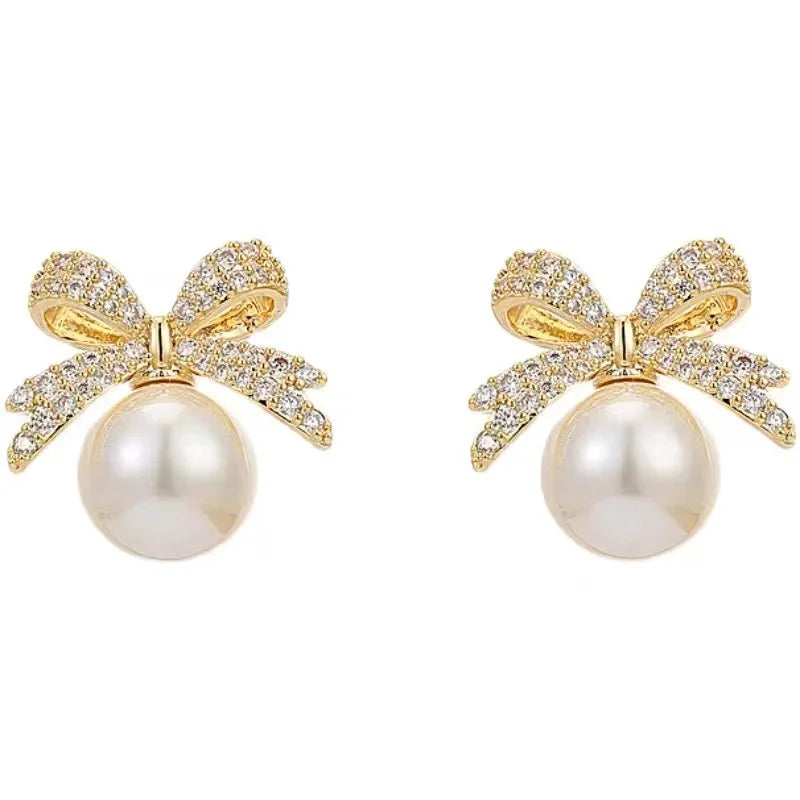Boucle d'Oreille Noeud Perle