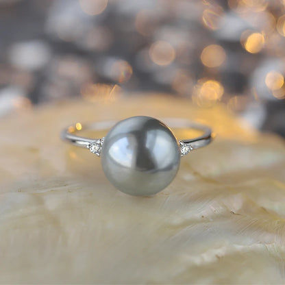 Bague Perle de Culture Grise