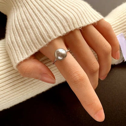 Bague Perle de Culture Grise