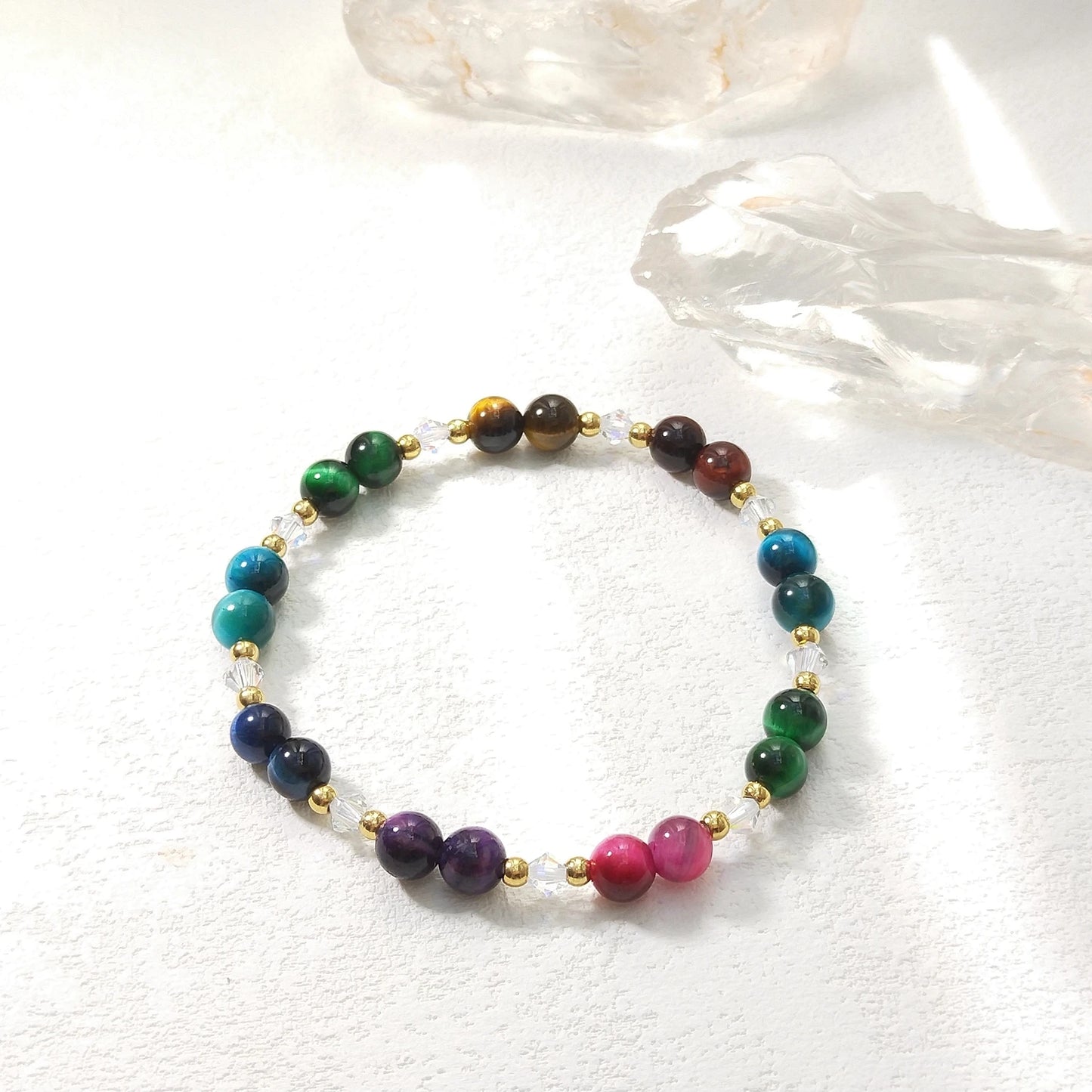 Bracelet Or et Perles de Couleur