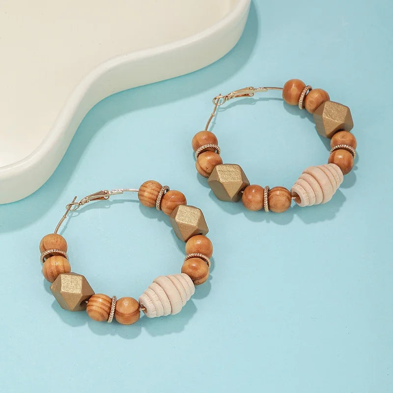 Boucle D'oreille Perle Bois