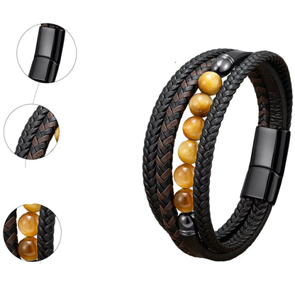 Bracelet Homme Cuir et Perle