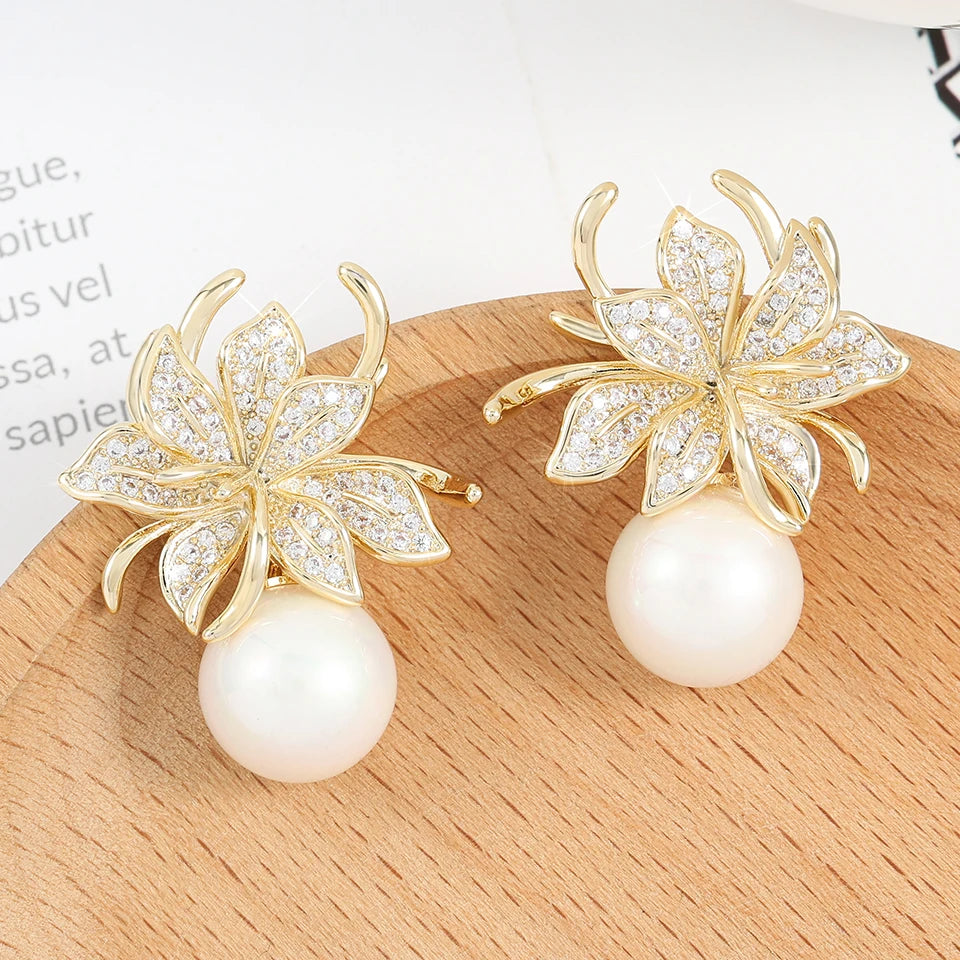 Boucles d'Oreilles Fleurs & Perles